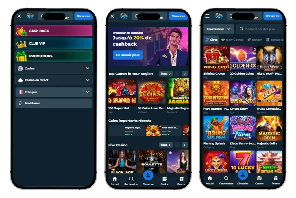 RollySpin Casino Version mobile et application